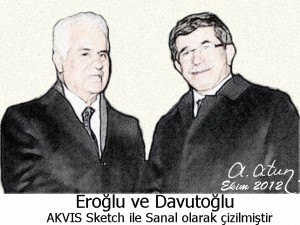 Derviş Eroğlu and Ahmet Davutoğlu by Ata ATUN