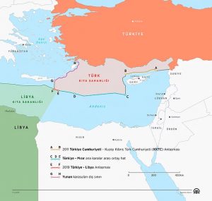Doğu Akdeniz'de Değişen Dengeleri gösteren Anadolu Ajansı Haritası